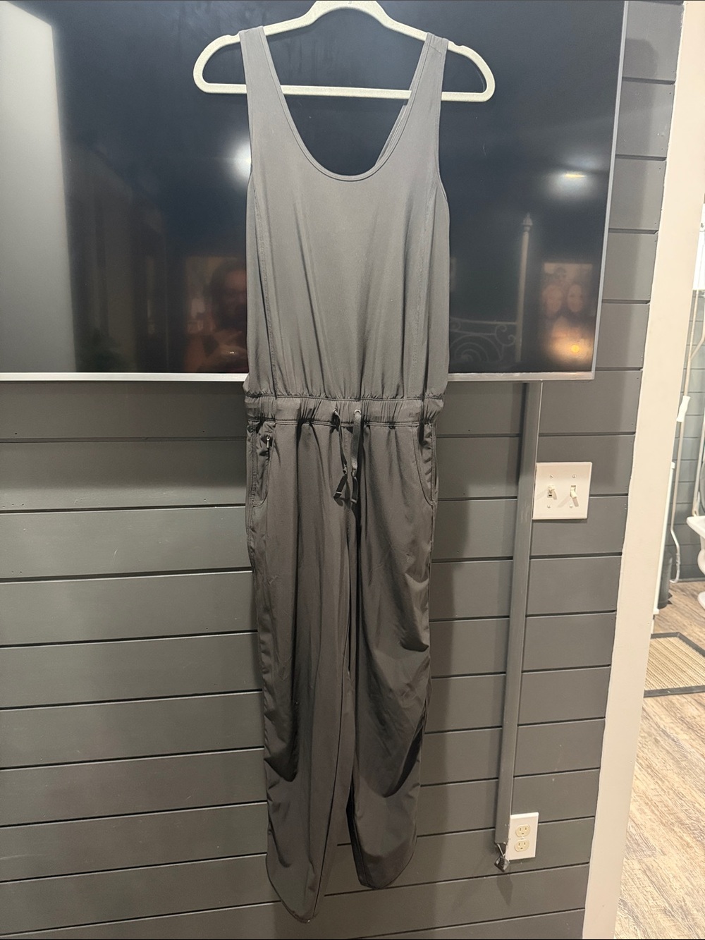 Patagonia Sleeveless Gray Utility Jumpsuit with Drawcord Waist